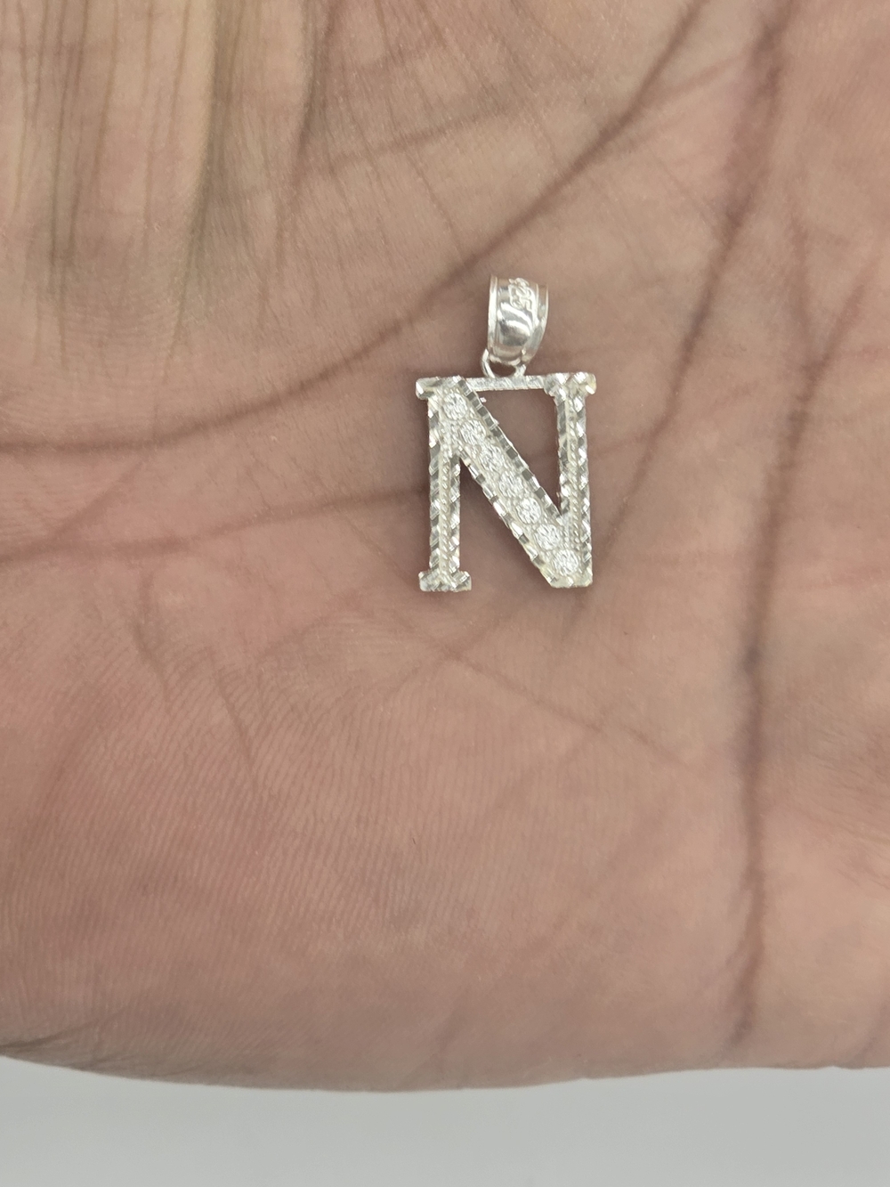 925 Sterling Silver Letter N Pendant